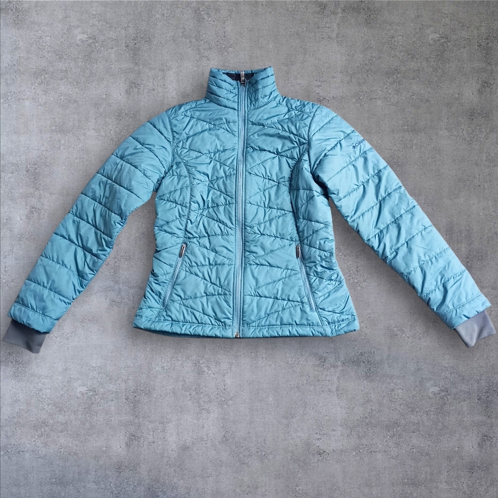 Columbia Omni Heat Women's Teal Blue Grey Quilted Jacket Size Small